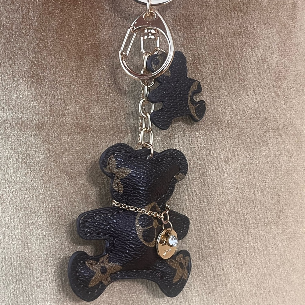 Brown Leather Bear Keychain with Tassel - Picture 5 of 5